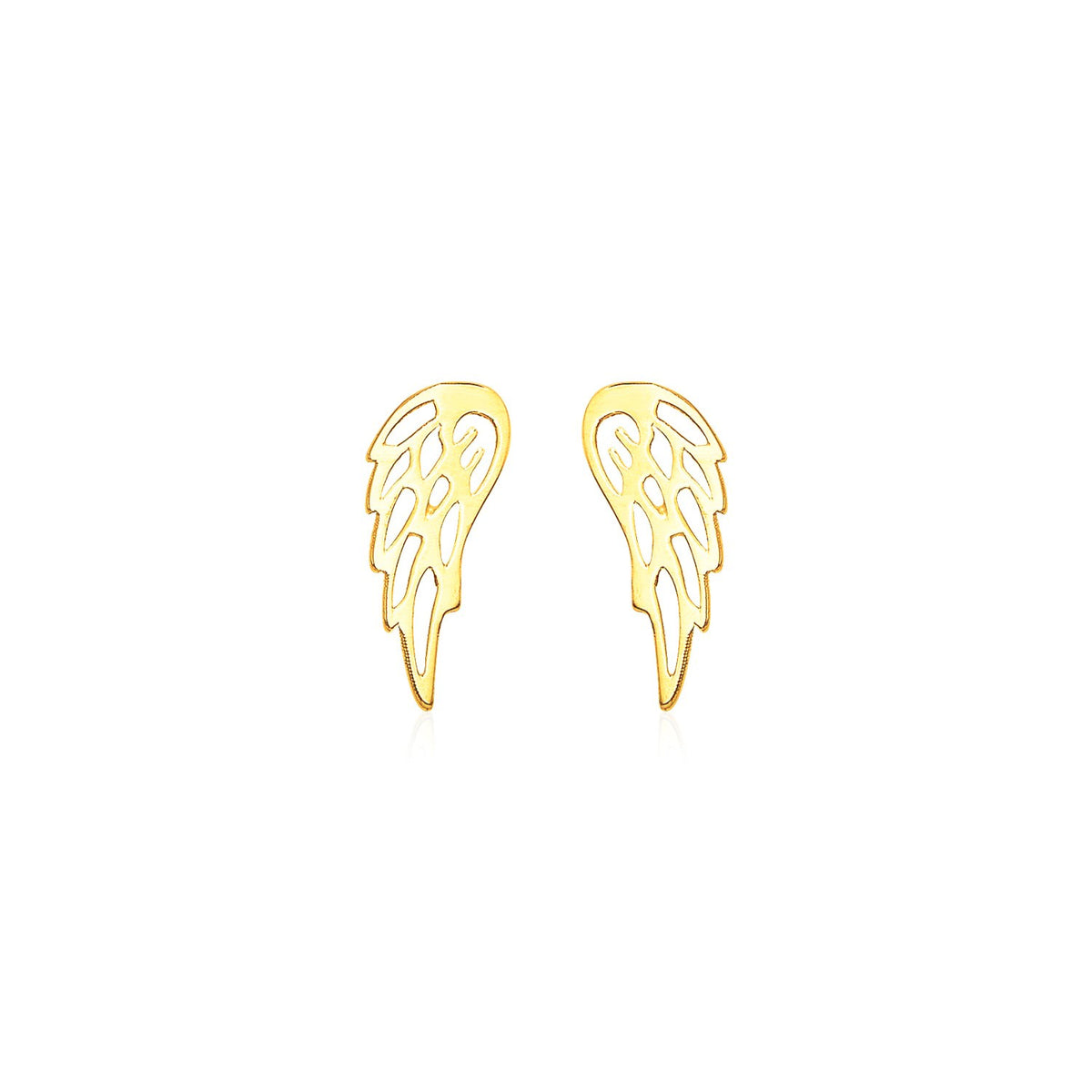 14k Yellow Gold Polished Wing Post Earrings