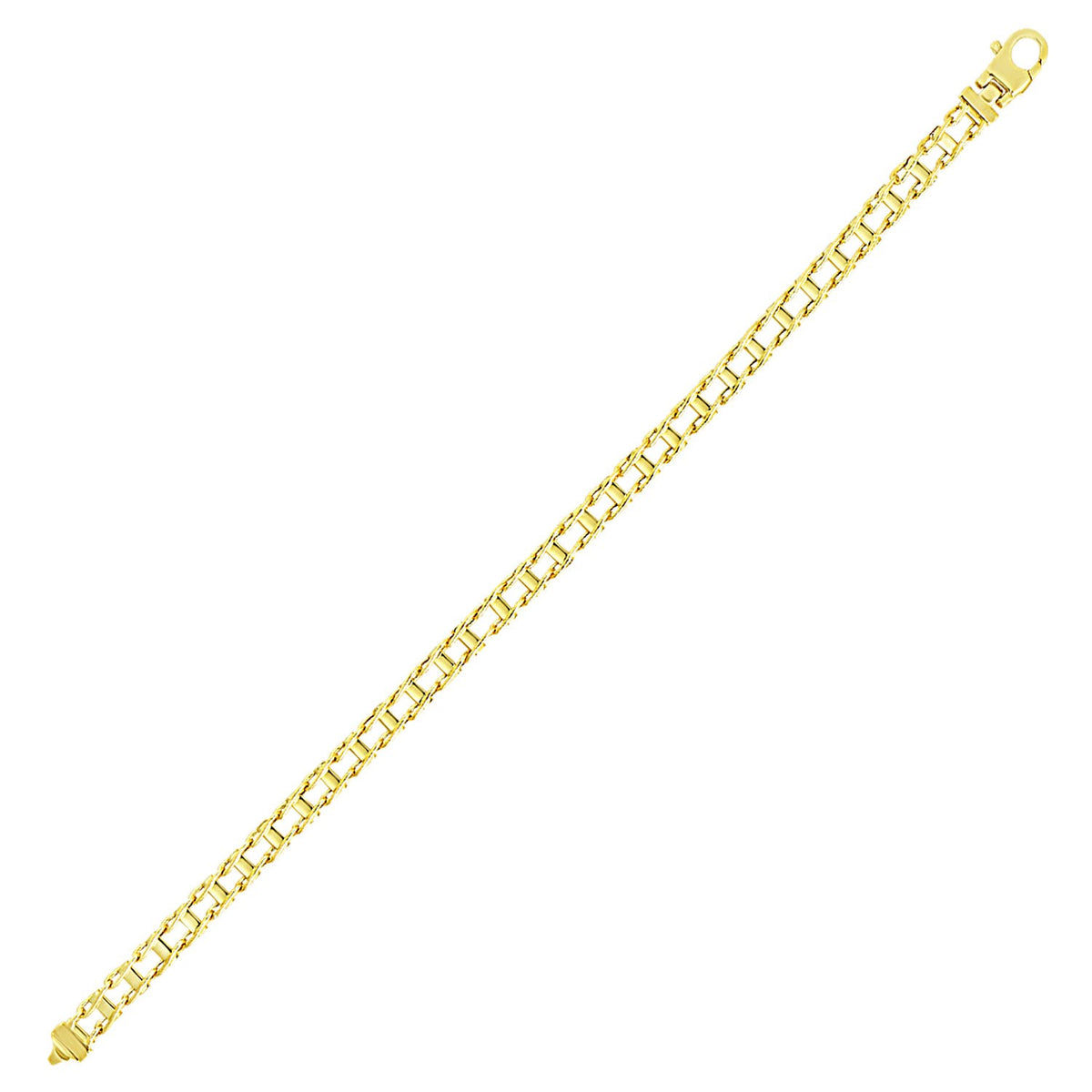 14k Yellow Gold Men&#39;s Bracelet with Rail Motif Links