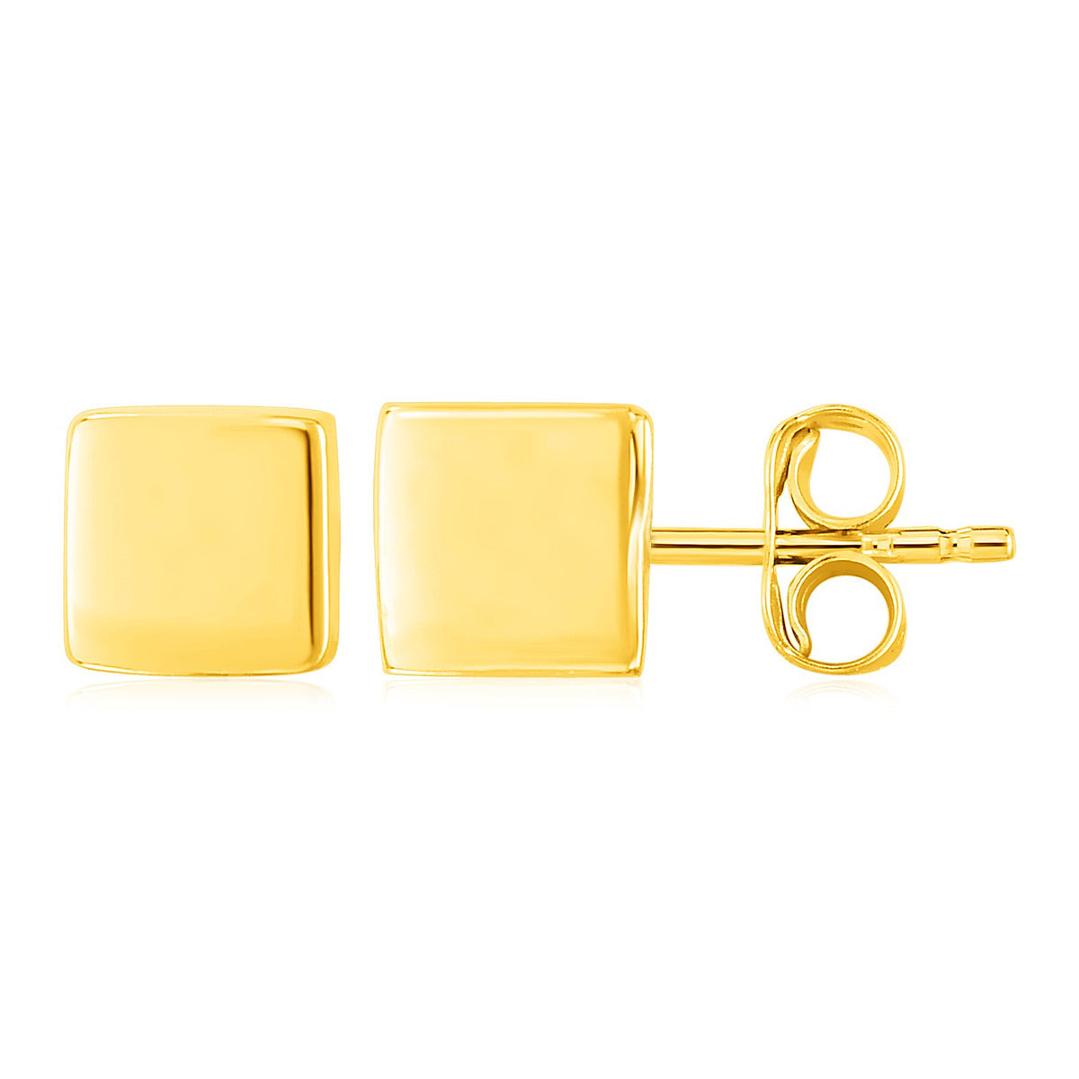 14k Yellow Gold Polished Cube Post Earrings