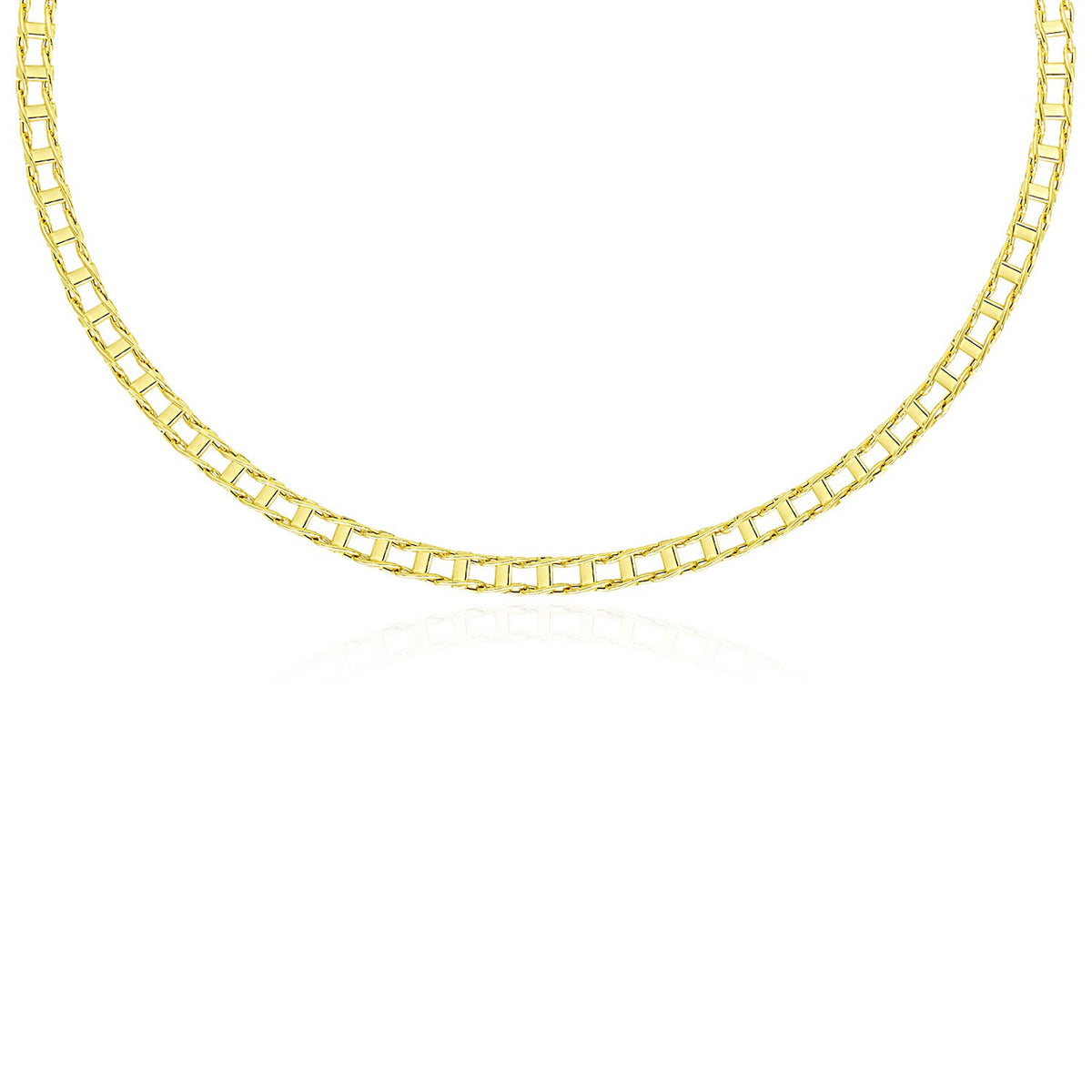 14k Yellow Gold Men&#39;s Necklace with Track Design Links