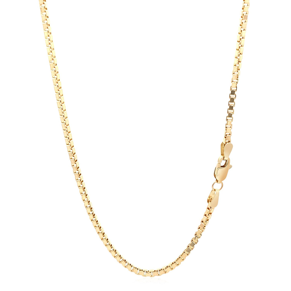 2.0mm 14k Yellow Gold Semi Solid Box Chain