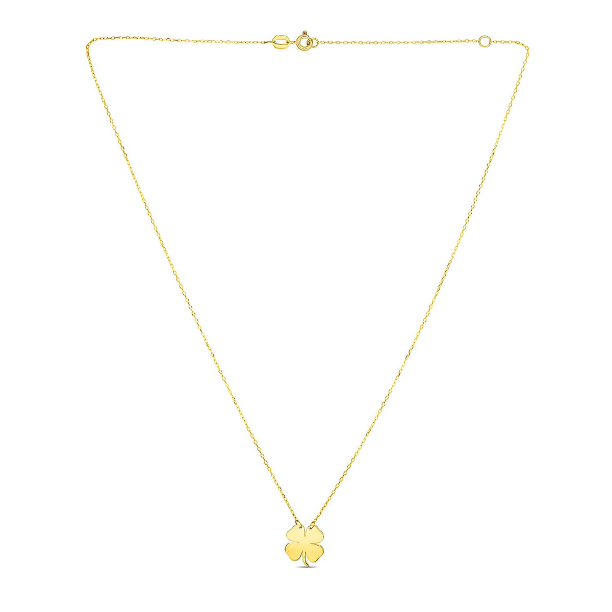 14K Yellow Gold Four Leaf Clover Necklace