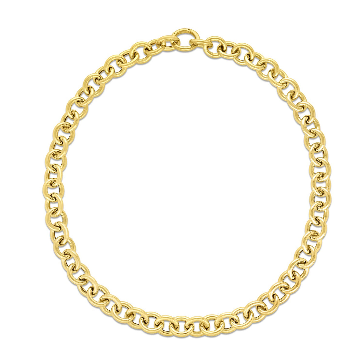 14k Yellow Gold Round Link Chain Necklace