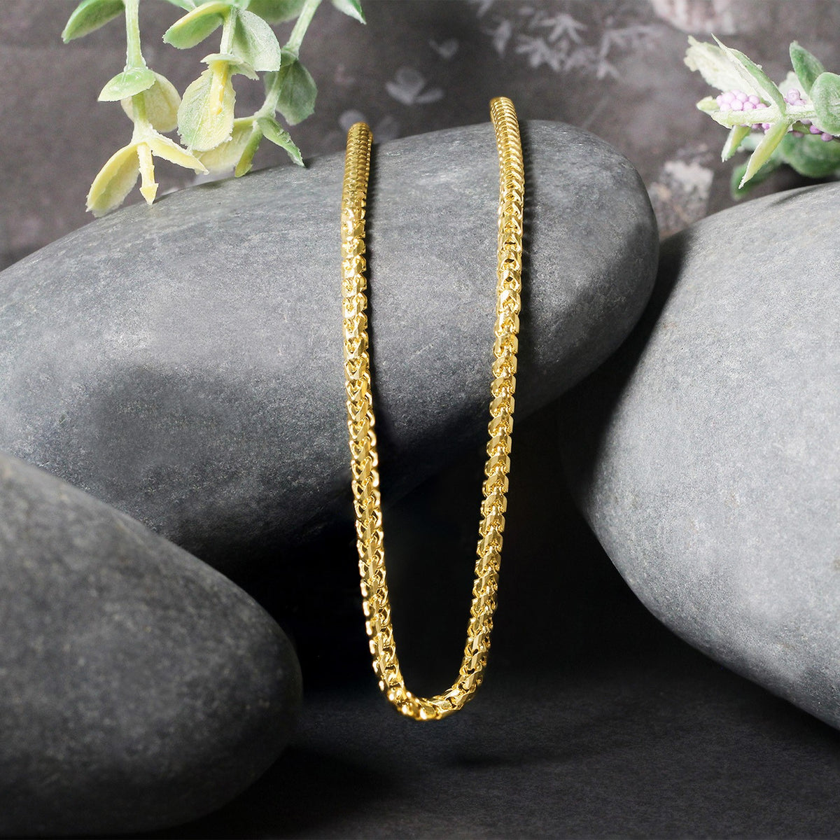 2.7mm 14k Yellow Solid Gold Diamond Cut Round Franco Chain