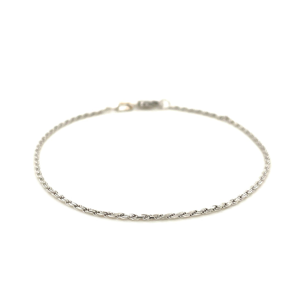 2.0mm 14k White Gold Diamond Cut Rope Anklet