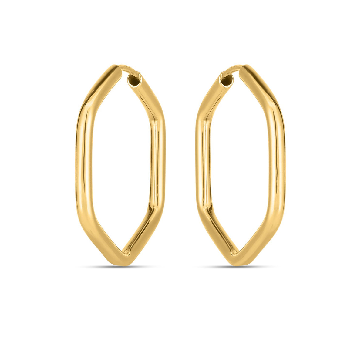 14k Yellow Gold Endless Hexagon Hoop Earrings