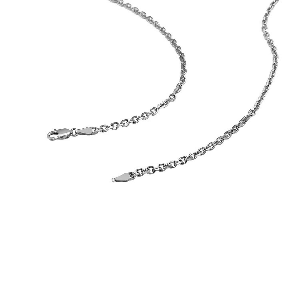 2.6mm 14k White Gold Diamond Cut Cable Link Chain