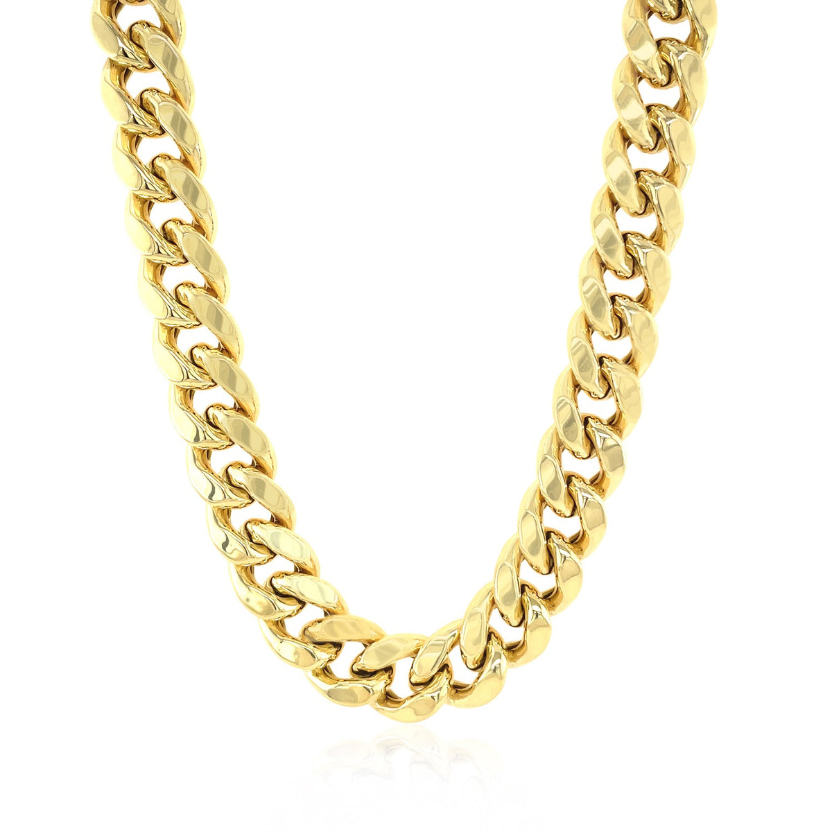 10.75mm 10k Yellow Gold Semi Solid Miami Cuban Chain