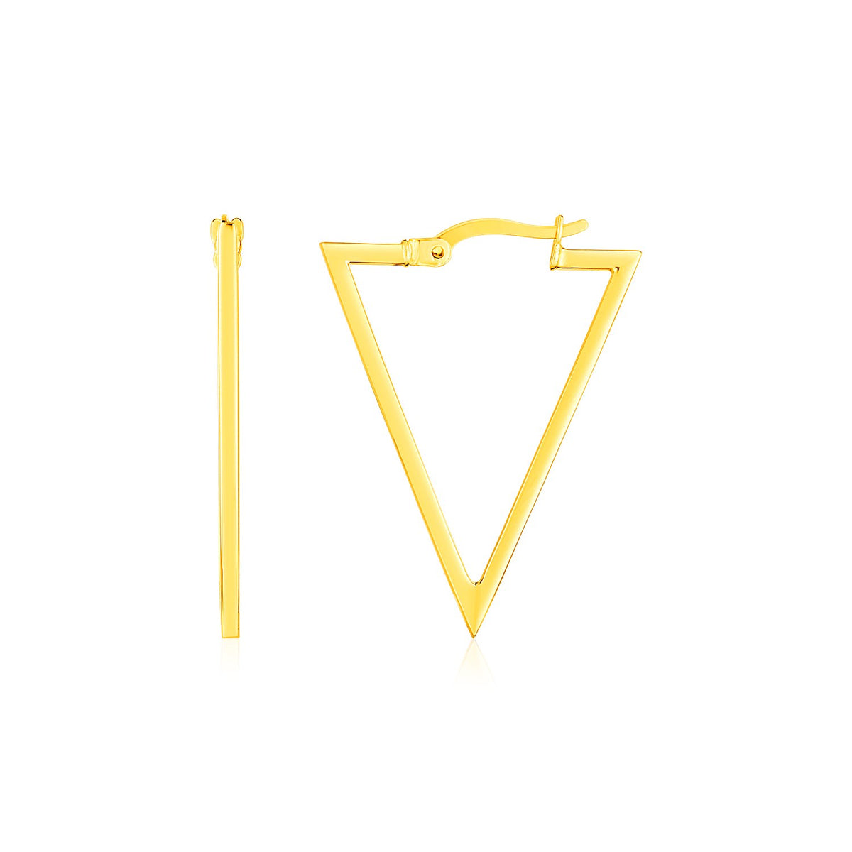 14K Yellow Gold Triangle Hoop Earrings