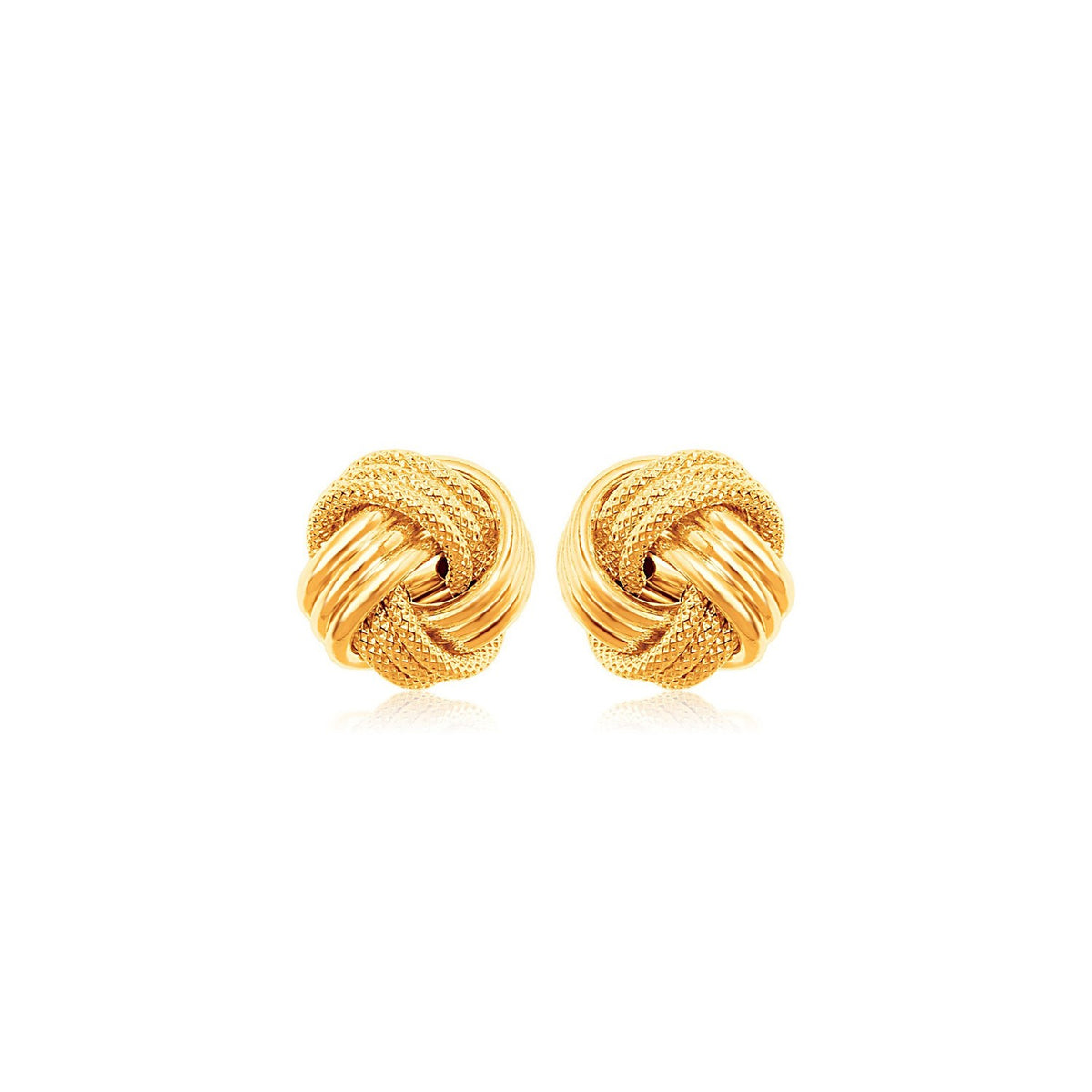 10k Yellow Gold Love Knot with Ridge Texture Earrings