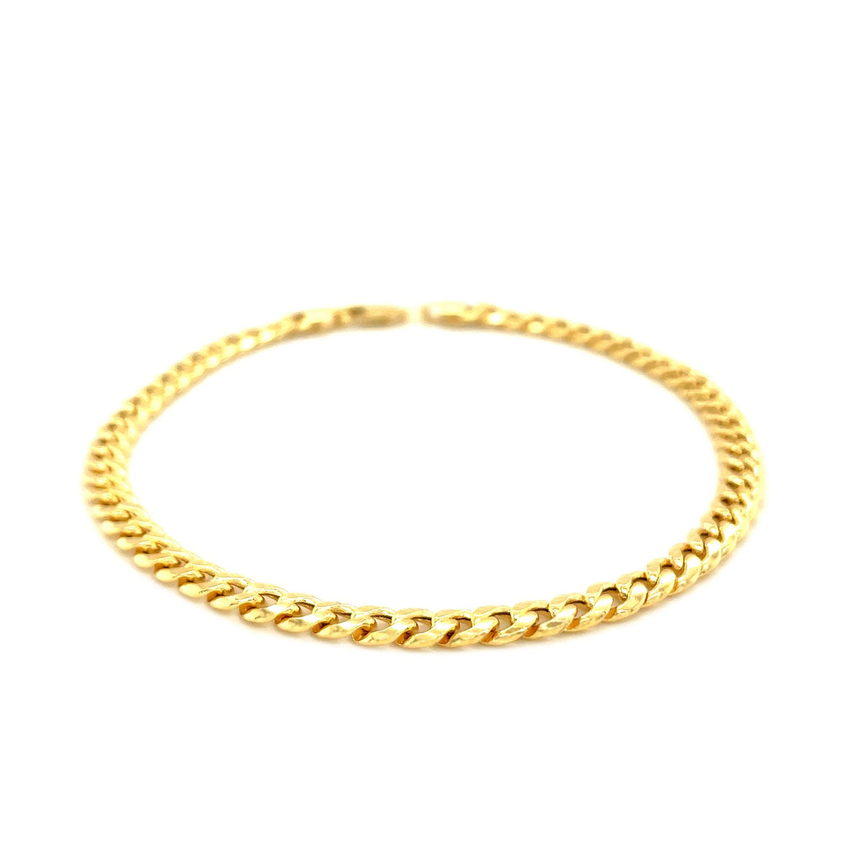 4.5mm 14k Yellow Gold Miami Cuban Semi Solid Bracelet