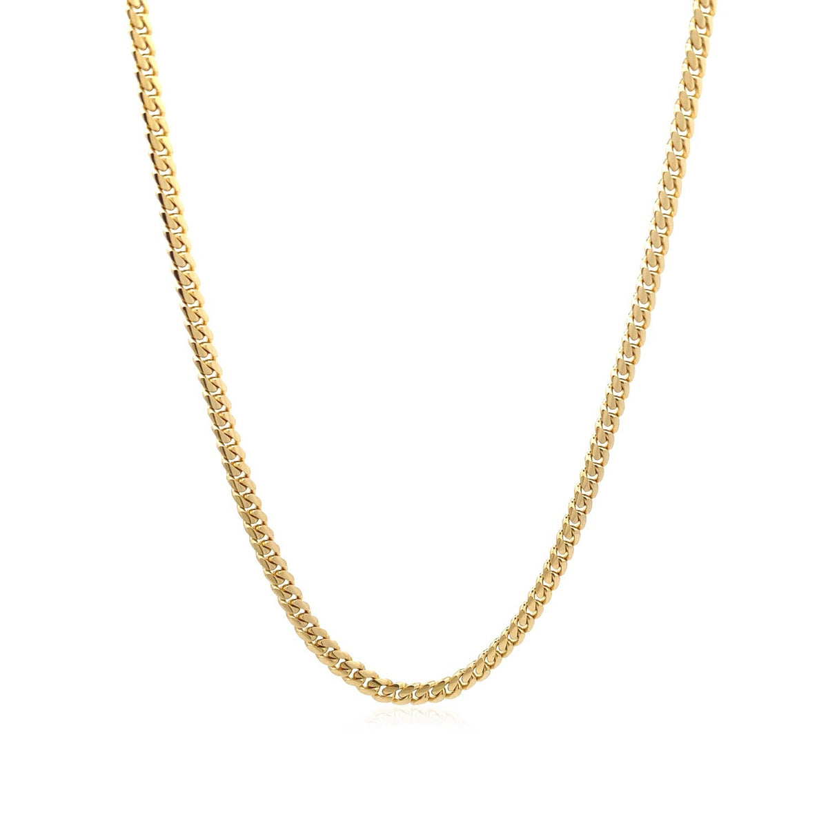 3.2mm 10k Yellow Gold Classic Solid Miami Cuban Chain