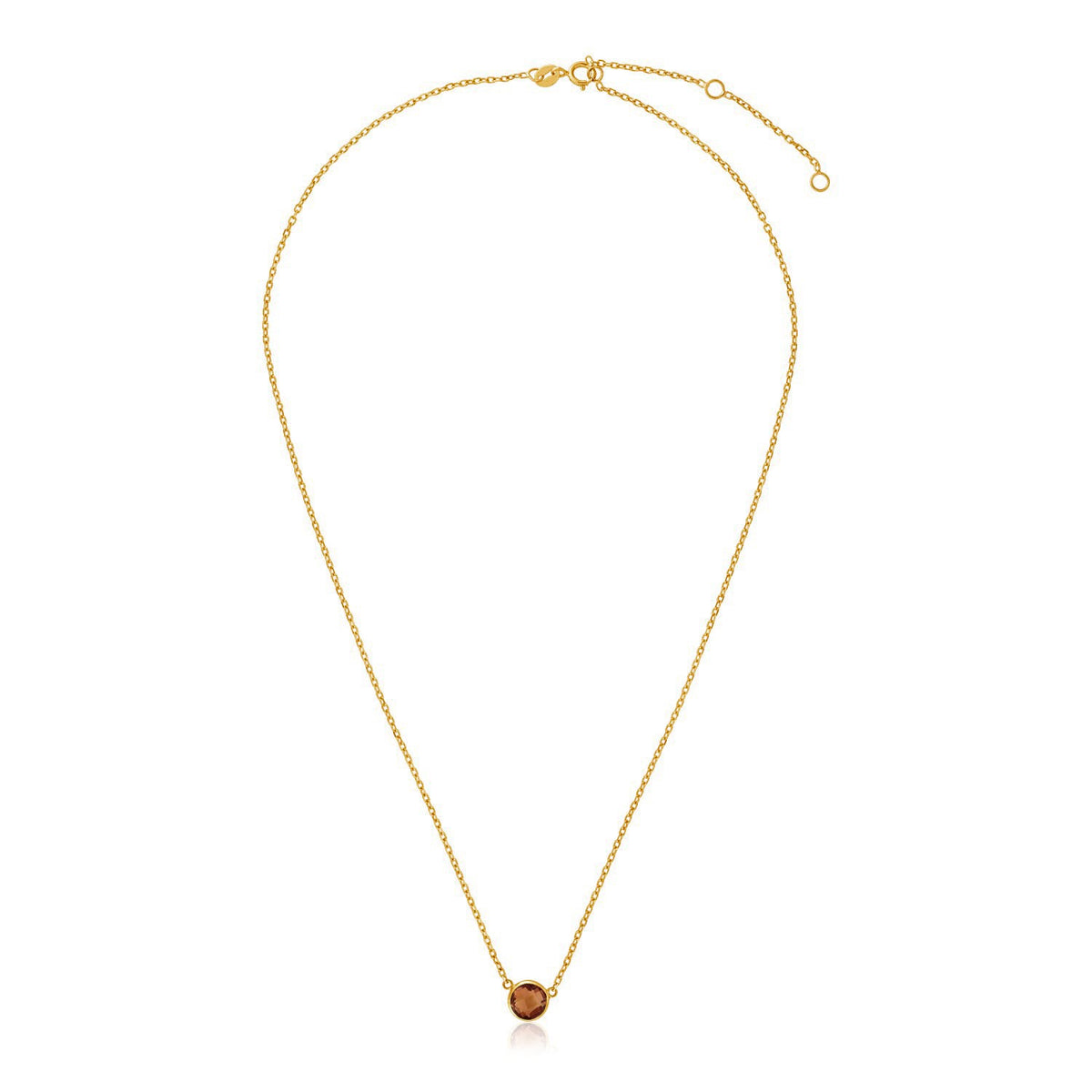 14k Yellow Gold 17 inch Necklace with Round Citrine