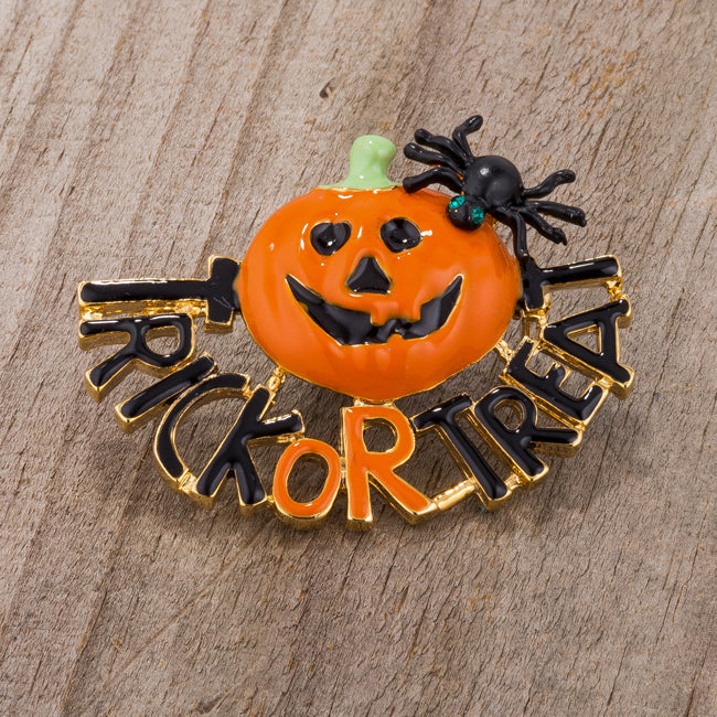 Jack-O&#39;-Lantern Brooch With Crystals