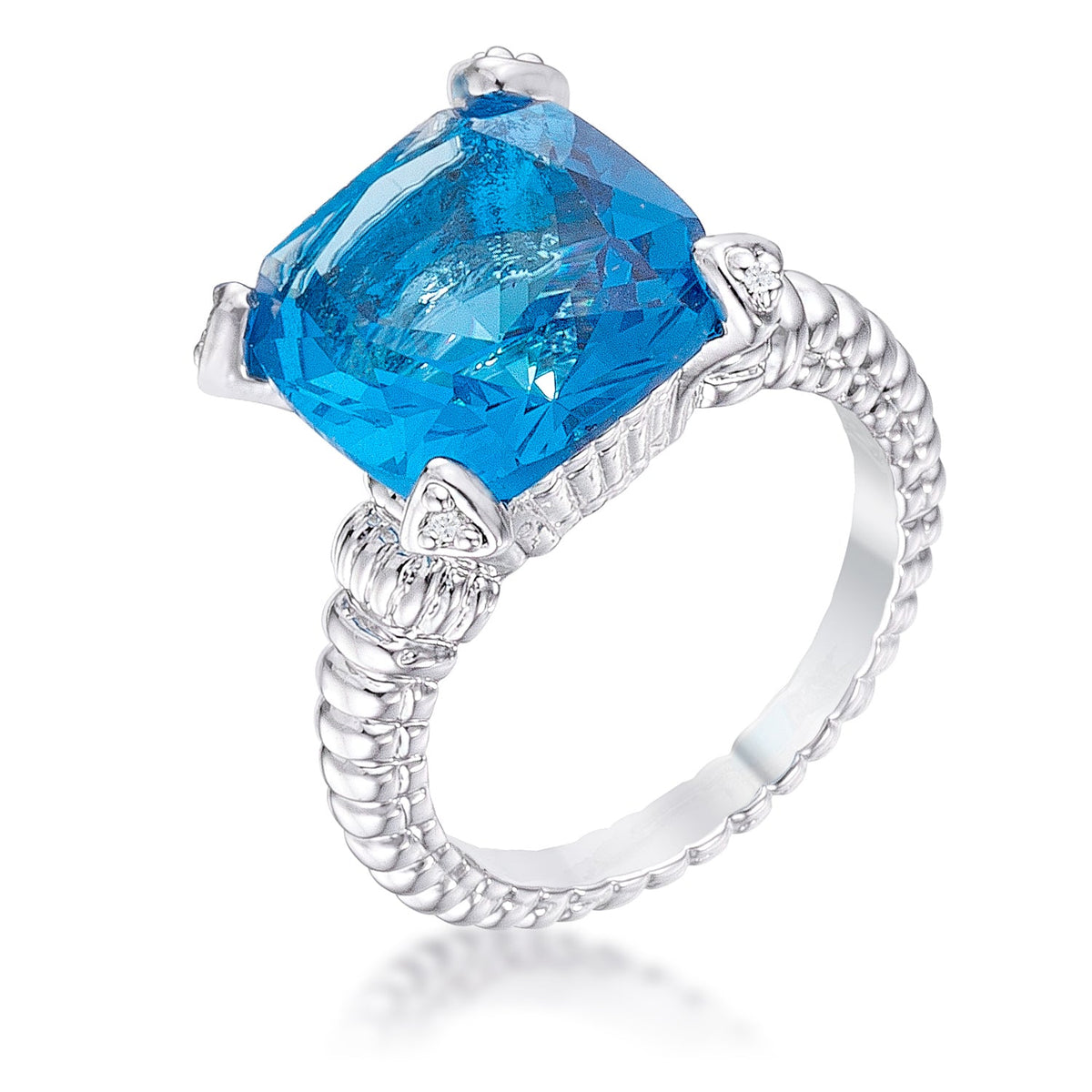 Aqua Cushion Engagement Ring