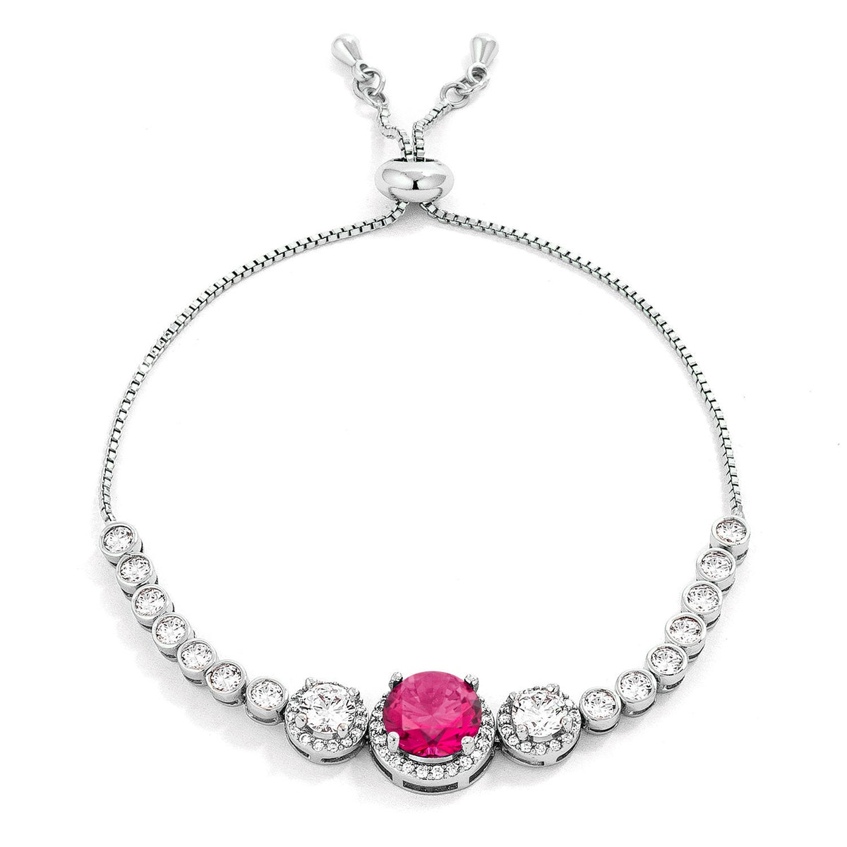 Adjustable Graduate Fuchsia &amp; Clear CZ Bolo Style Tennis Bracelet - LinkagejewelrydesignLinkagejewelrydesign