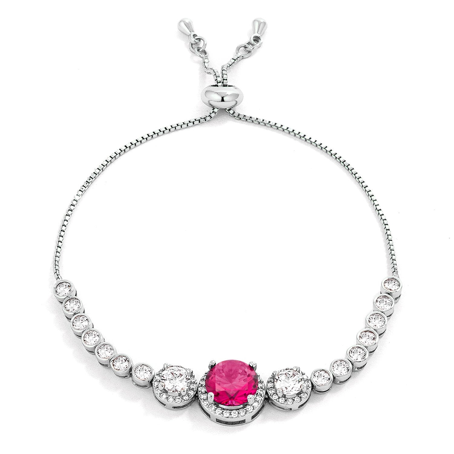 Adjustable Graduate Fuchsia & Clear CZ Bolo Style Tennis Bracelet - LinkagejewelrydesignLinkagejewelrydesign