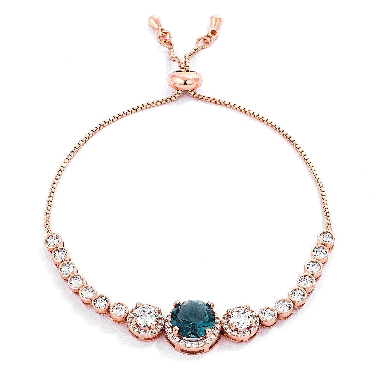 Adjustable Rose Gold Plated Graduated CZ Bolo Style Tennis Bracelet - LinkagejewelrydesignLinkagejewelrydesign