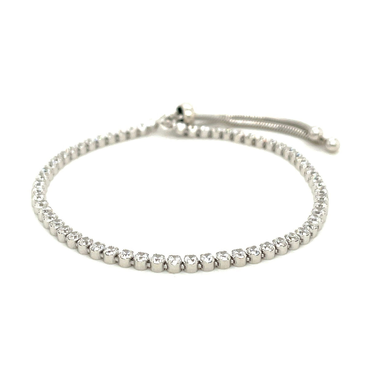 Adjustable Tennis Style Bracelet with Cubic Zirconia in Sterling Silver - LinkagejewelrydesignLinkagejewelrydesign