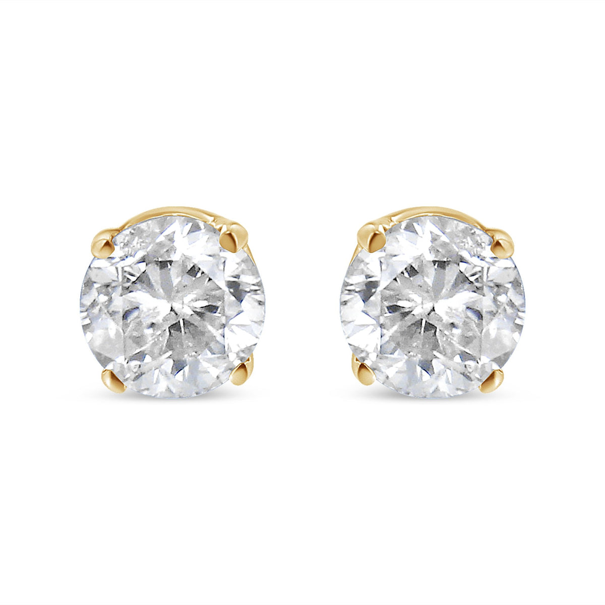 AGS Certified 0.40 Cttw Round Brilliant-Cut Diamond 14K Yellow Gold Classic 4-Prong Solitaire Stud Earrings (L-M Color, I1-I2 Clarity) - LinkagejewelrydesignLinkagejewelrydesign