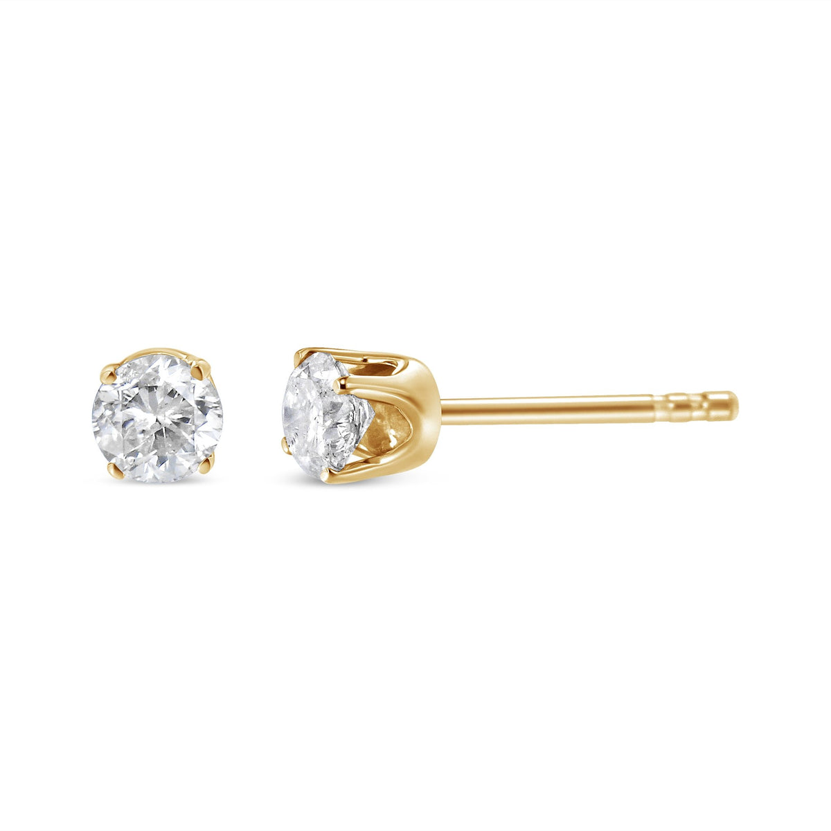 AGS Certified 0.40 Cttw Round Brilliant-Cut Diamond 14K Yellow Gold Classic 4-Prong Solitaire Stud Earrings (L-M Color, I1-I2 Clarity) - LinkagejewelrydesignLinkagejewelrydesign
