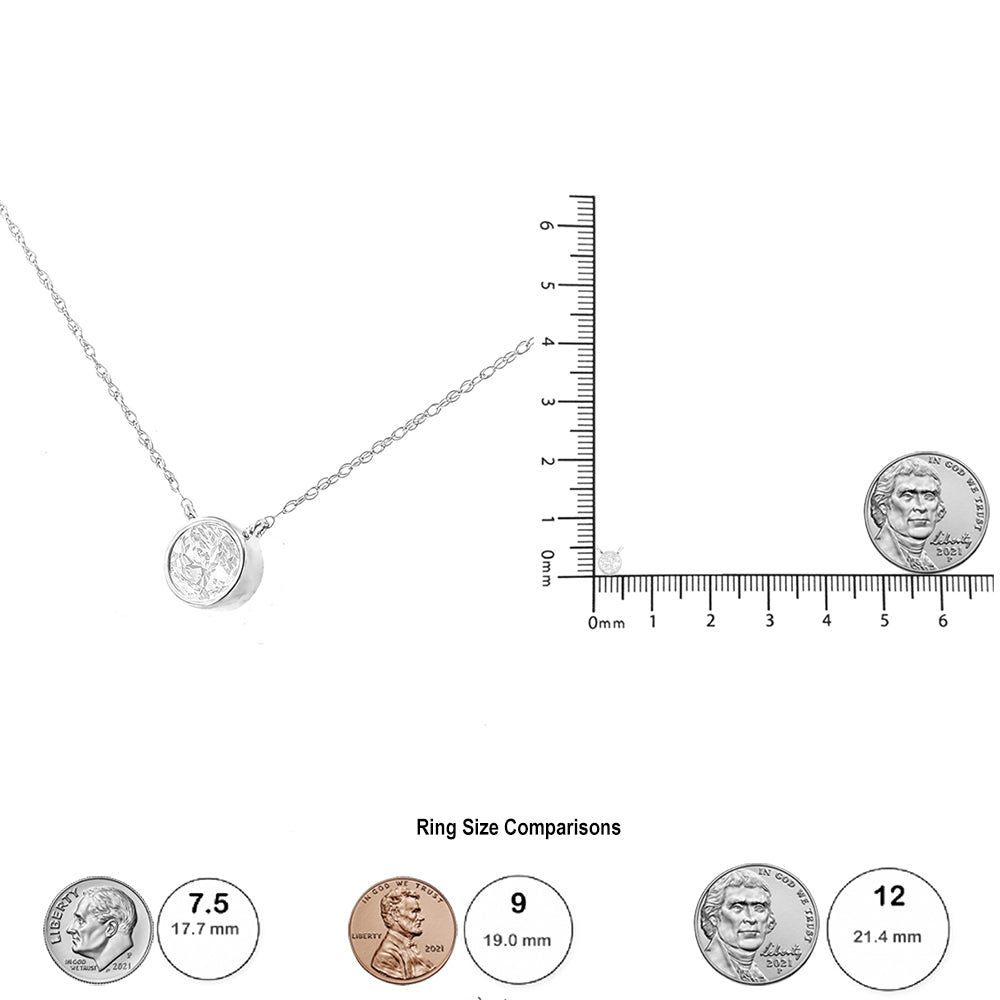 AGS Certified 10K White Gold 1/5 Cttw Bezel Set Round Diamond Solitaire 16-18&quot; Adjustable Pendant Necklace (H-I Color, SI1-SI2 Clarity) - LinkagejewelrydesignLinkagejewelrydesign
