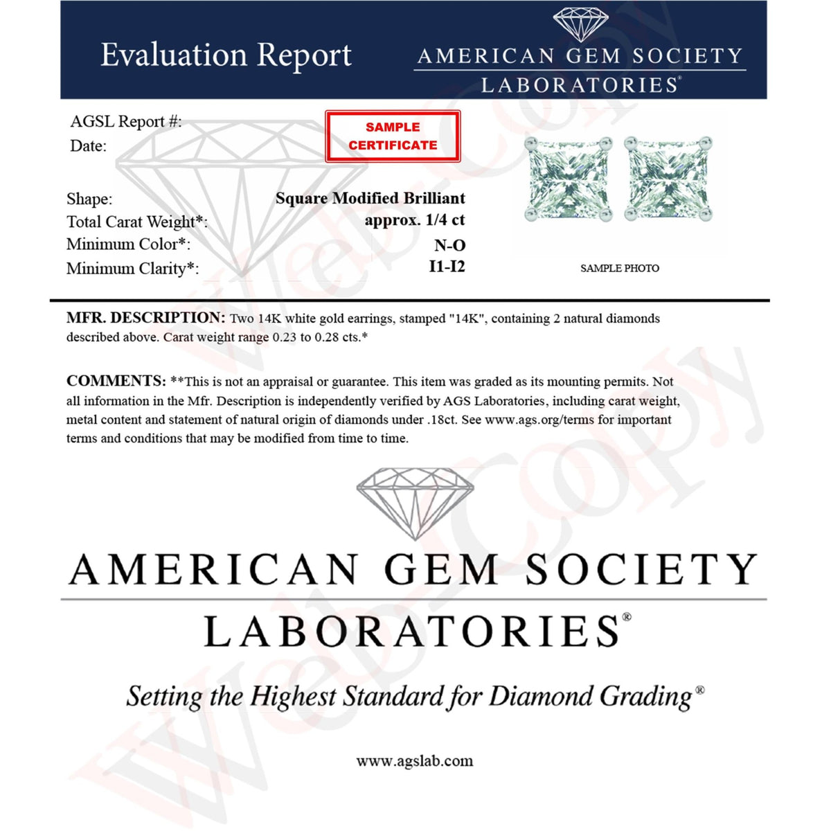 AGS Certified 1/2 Cttw Princess-Cut Square Diamond 4-Prong Solitaire Stud Earrings in 14K Yellow Gold (N-O Color, VS1-VS2 Clarity) - LinkagejewelrydesignLinkagejewelrydesign