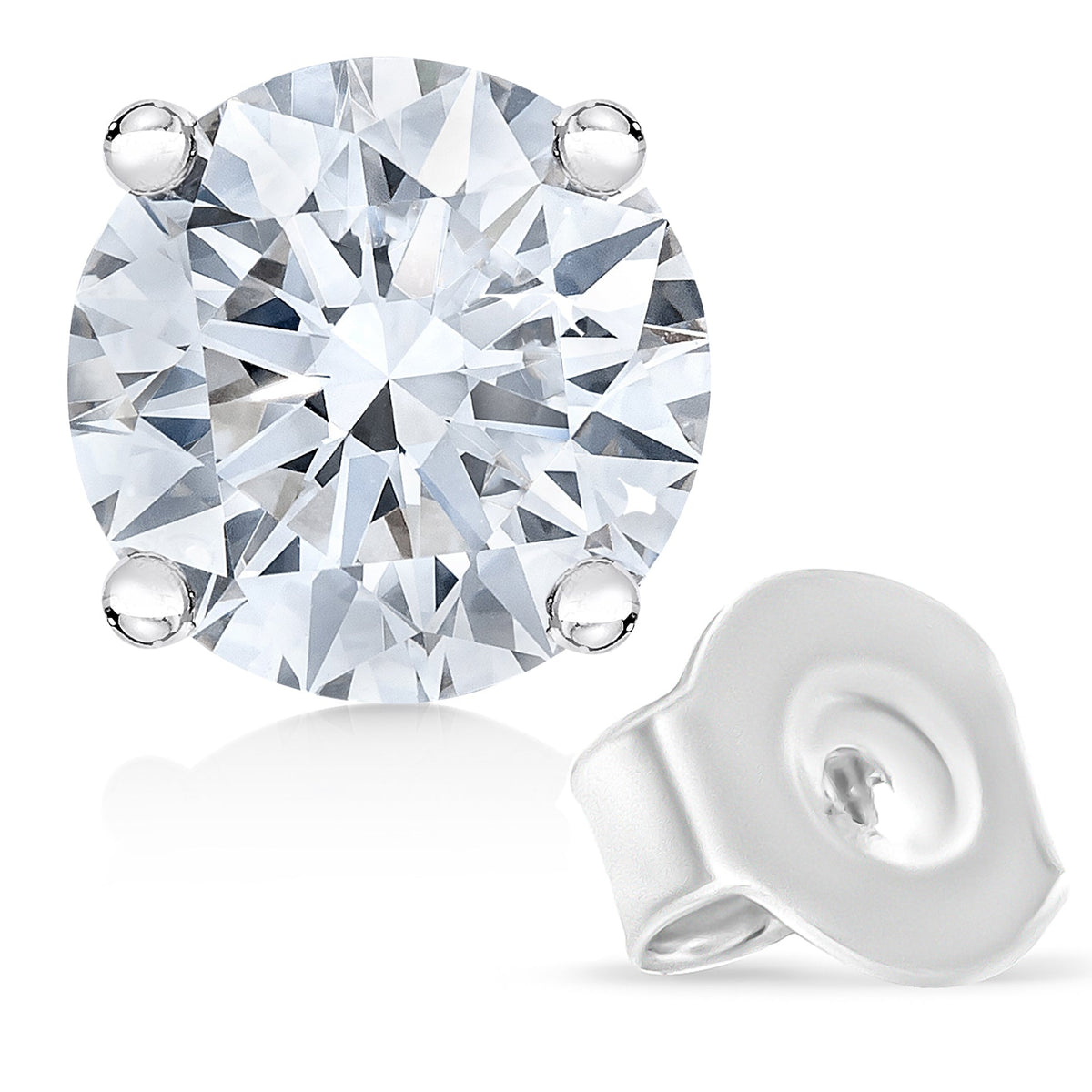AGS Certified 14K White Gold 1.0 Cttw 4-Prong Set Brilliant Round-Cut Solitaire Diamond Push Back Stud Earrings (E-F Color, I1-I2 Clarity) - LinkagejewelrydesignLinkagejewelrydesign