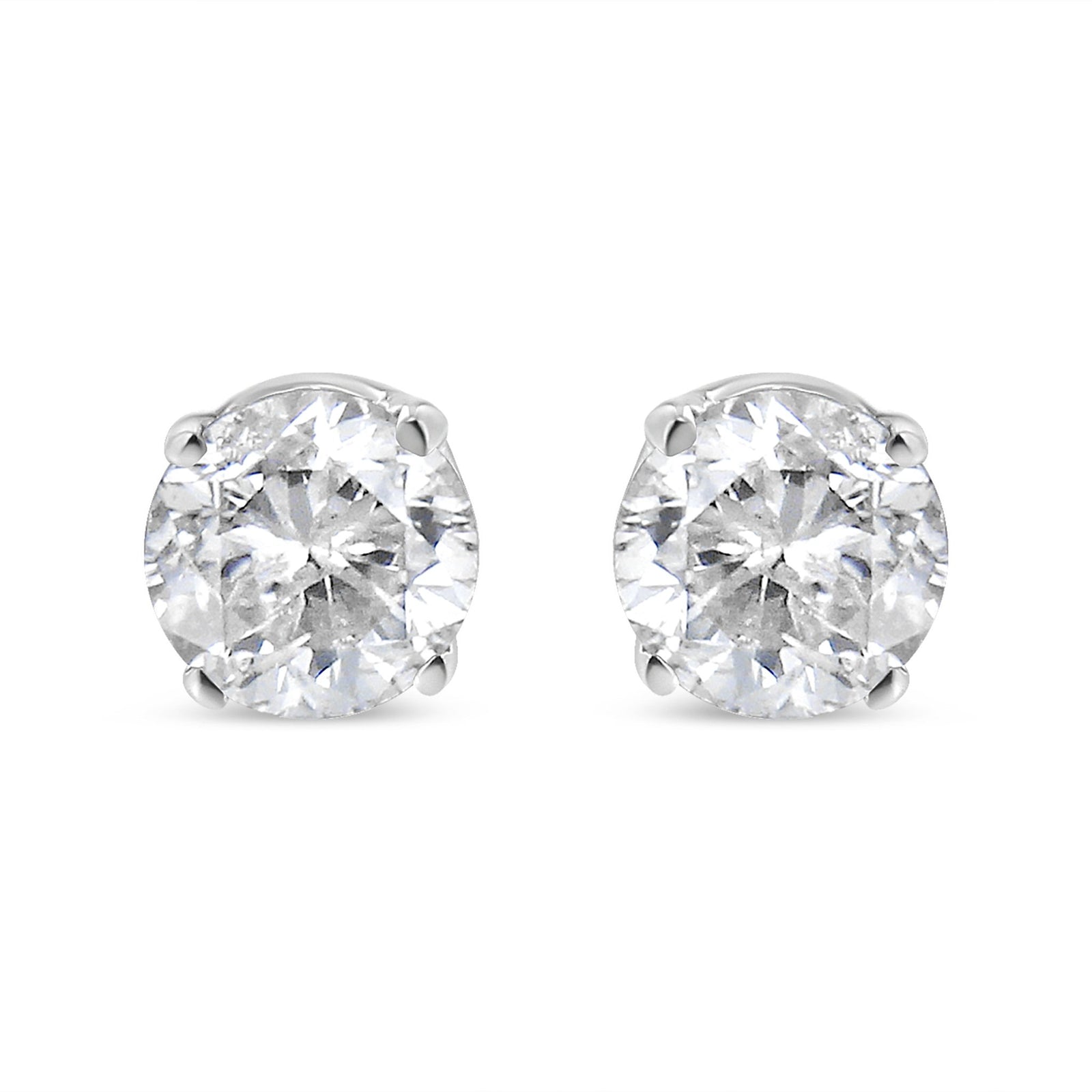 AGS Certified 14K White Gold 1.0 Cttw 4-Prong Set Brilliant Round-Cut Solitaire Diamond Push Back Stud Earrings (E-F Color, SI2-I1 Clarity) - LinkagejewelrydesignLinkagejewelrydesign
