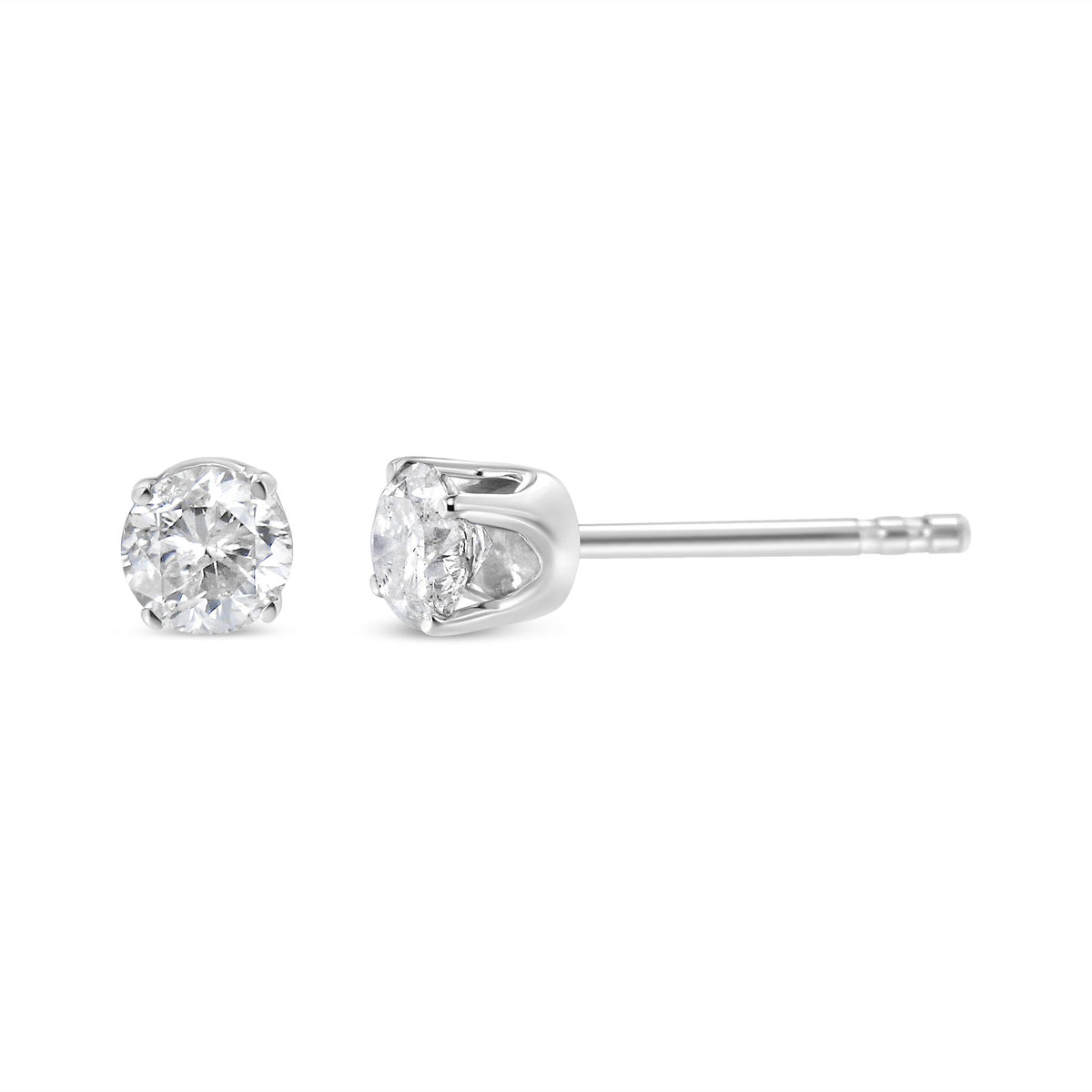 AGS Certified 14K White Gold 1.0 Cttw 4-Prong Set Brilliant Round-Cut Solitaire Diamond Push Back Stud Earrings (G-H Color, SI2-I1 Clarity) - LinkagejewelrydesignLinkagejewelrydesign