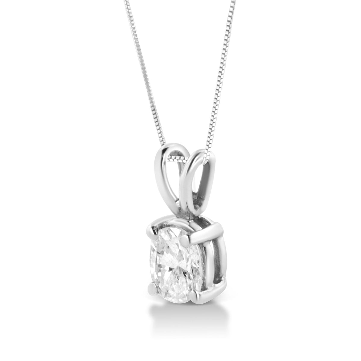 AGS Certified 14K White Gold 1/3 cttw Diamond Oval 18&quot; Pendent Necklace (H-I Color, VS1-VS2 Clarity) - LinkagejewelrydesignLinkagejewelrydesign