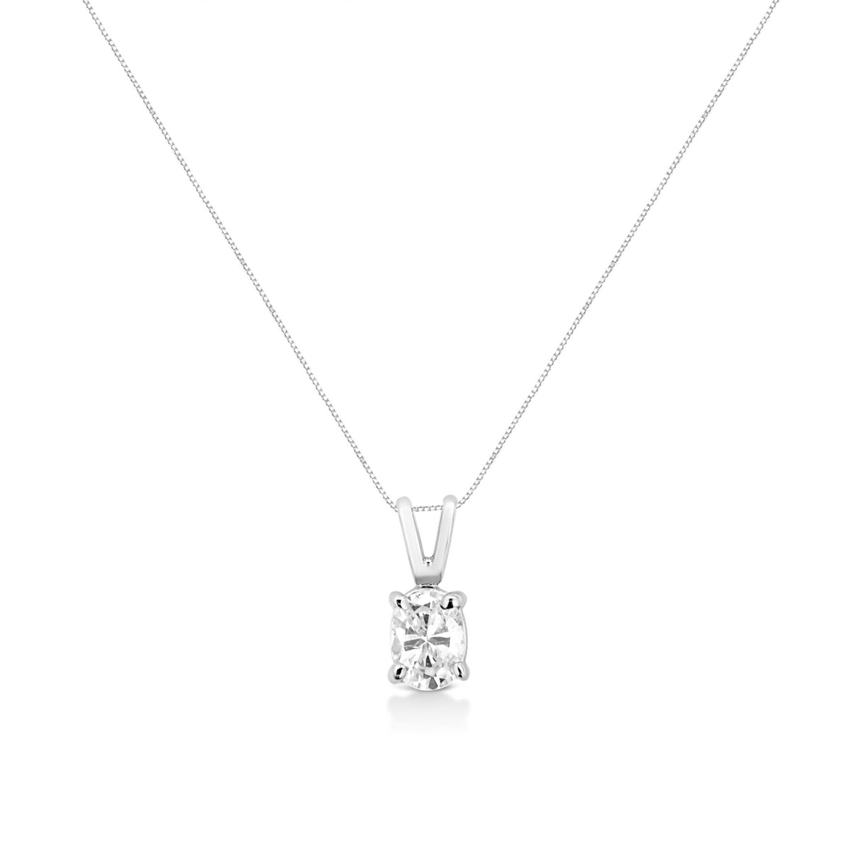 AGS Certified 14K White Gold 1/3 cttw Diamond Oval 18&quot; Pendent Necklace (H-I Color, VS1-VS2 Clarity) - LinkagejewelrydesignLinkagejewelrydesign