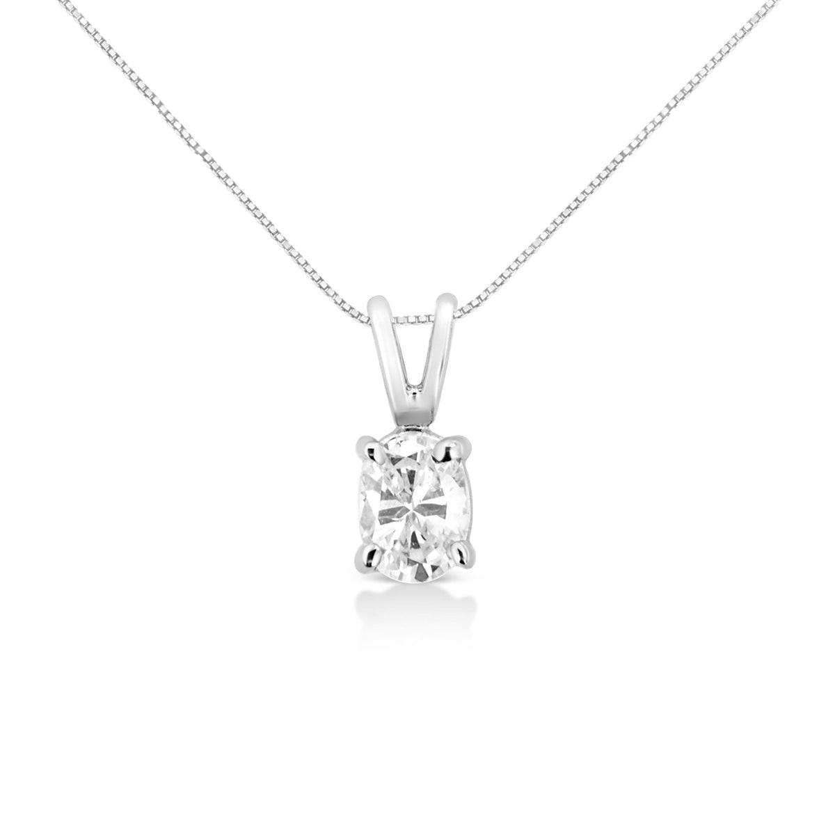 AGS Certified 14K White Gold 1/3 cttw Diamond Oval 18&quot; Pendent Necklace (H-I Color, VS1-VS2 Clarity) - LinkagejewelrydesignLinkagejewelrydesign