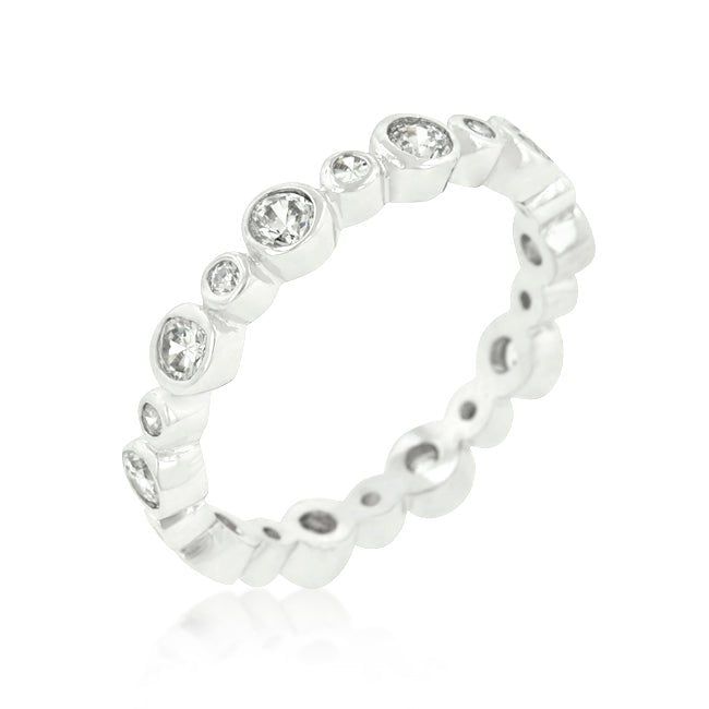 Alternating Bezel Linked Cubic Zirconia Eternity Band - LinkagejewelrydesignLinkagejewelrydesign