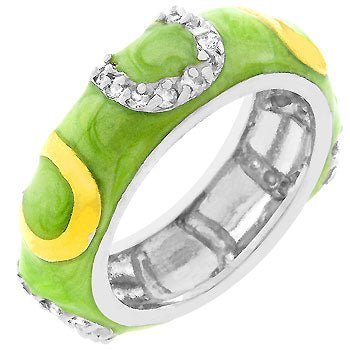 Apple Green Enamel Horseshoe Ring - LinkagejewelrydesignLinkagejewelrydesign