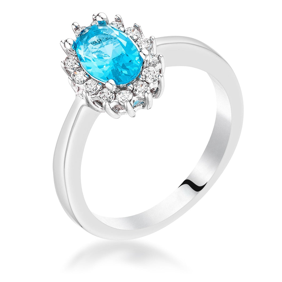 Aqua Blue CZ Petite Oval Ring, &lt;b&gt;Size 5&lt;/b&gt; - LinkagejewelrydesignLinkagejewelrydesign