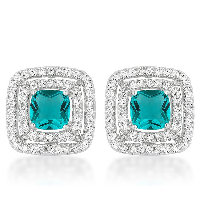 Aqua Halo Stud Earrings - LinkagejewelrydesignLinkagejewelrydesign
