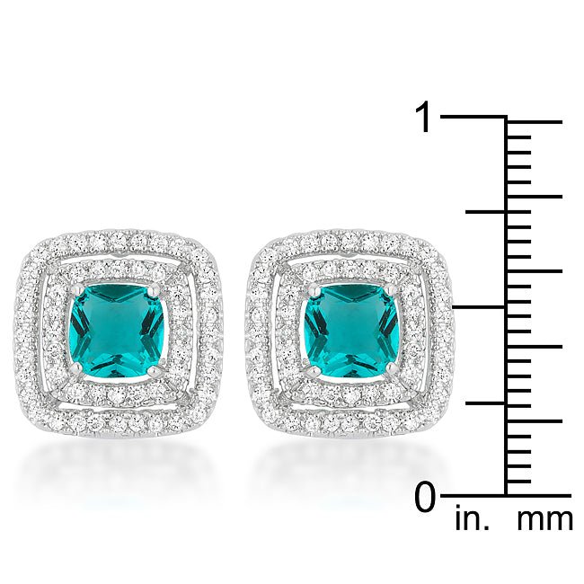 Aqua Halo Stud Earrings - LinkagejewelrydesignLinkagejewelrydesign