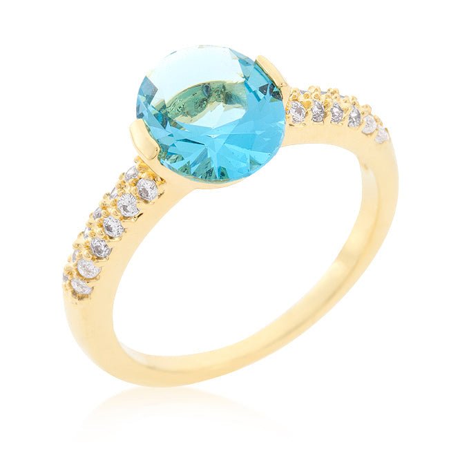 Aqua Oval Cubic Zirconia Engagement Ring - LinkagejewelrydesignLinkagejewelrydesign