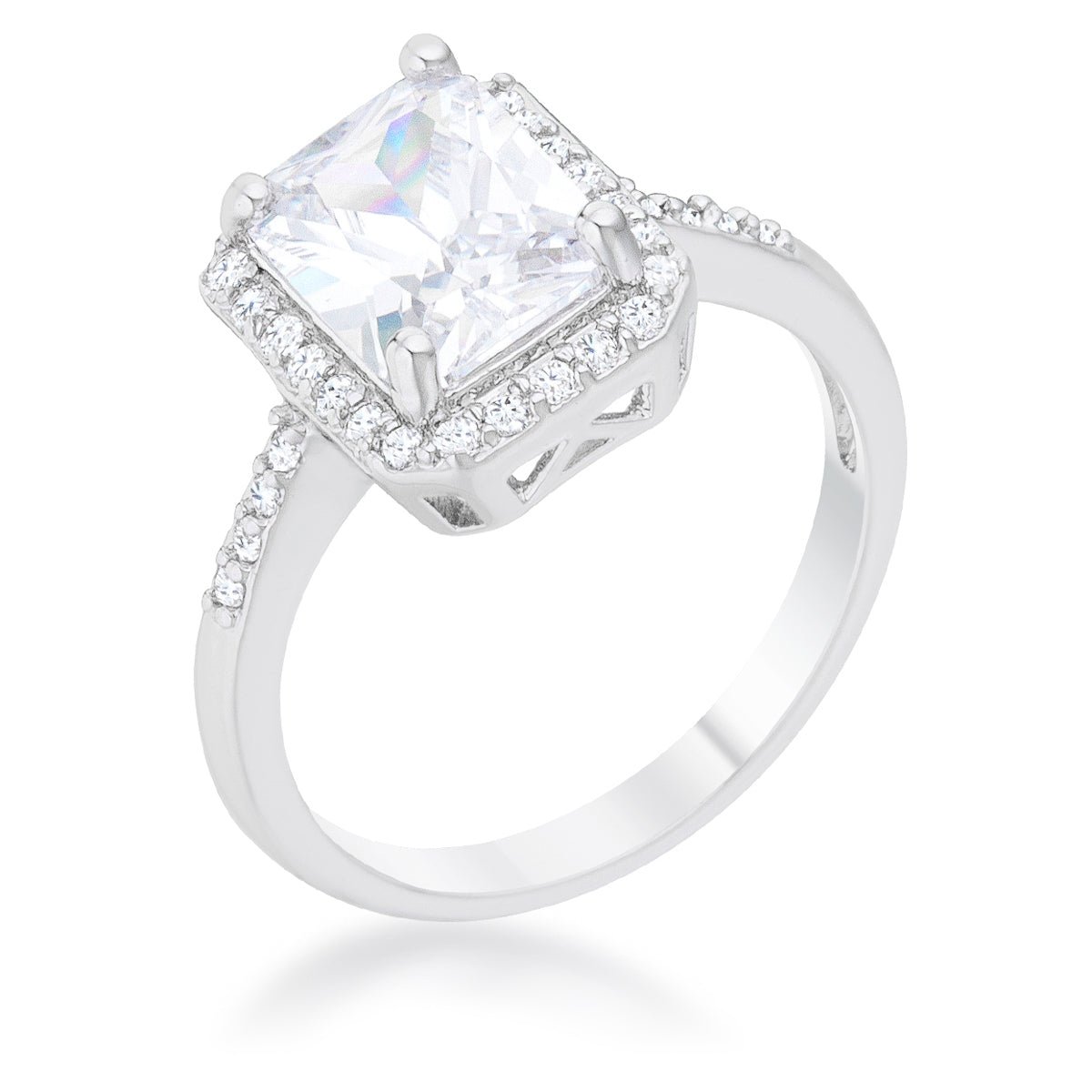 Ariana 2.95ct CZ Rhodium Classic Ring, &lt;b&gt;Size 5&lt;/b&gt; - LinkagejewelrydesignLinkagejewelrydesign