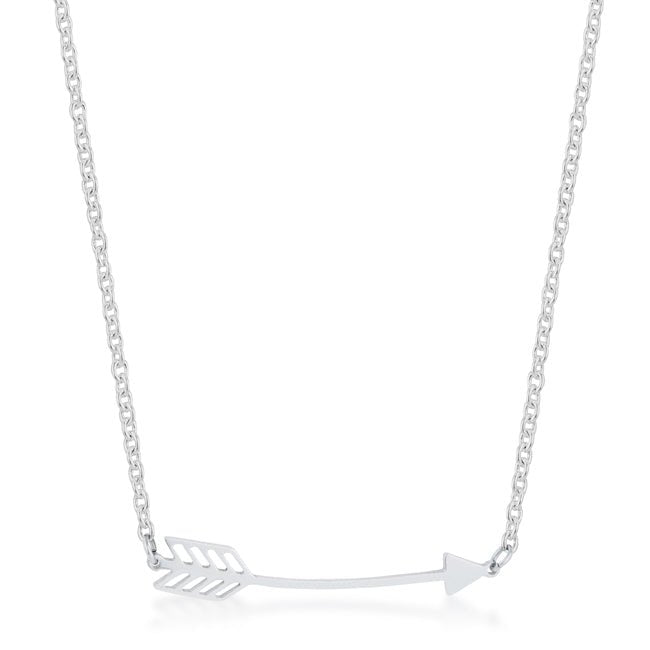 Arianna Rhodium Stainless Steel Arrow Necklace - LinkagejewelrydesignLinkagejewelrydesign