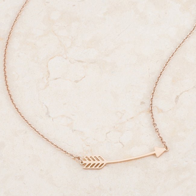 Arianna Rose Gold Stainless Steel Arrow Necklace - LinkagejewelrydesignLinkagejewelrydesign