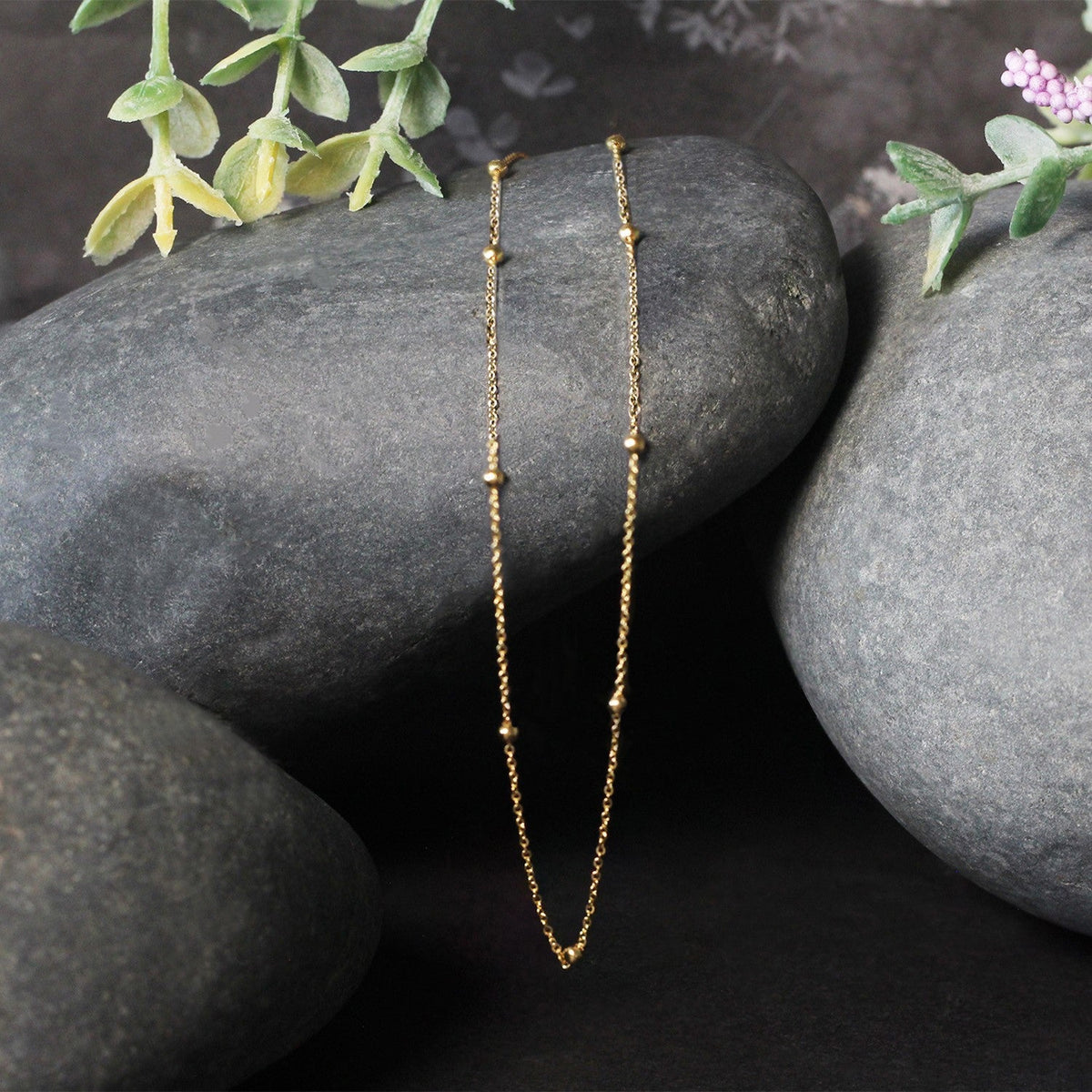Bead Links Saturn Chain in 14k Yellow Gold (3.5mm) - LinkagejewelrydesignLinkagejewelrydesign
