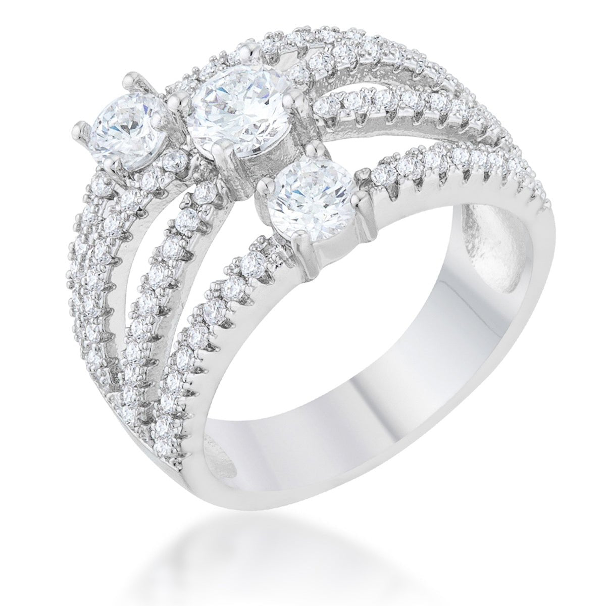 Beatrice 1.8ct CZ Rhodium Statement Ring - LinkagejewelrydesignLinkagejewelrydesign