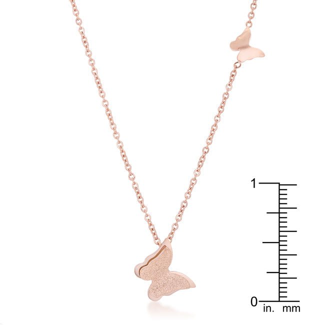 Beatrice Rose Gold Stainless Steel Delicate Butterfly Necklace - LinkagejewelrydesignLinkagejewelrydesign