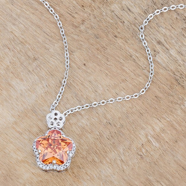 Beautiful Floral Cut Champagne CZ Pendant - LinkagejewelrydesignLinkagejewelrydesign