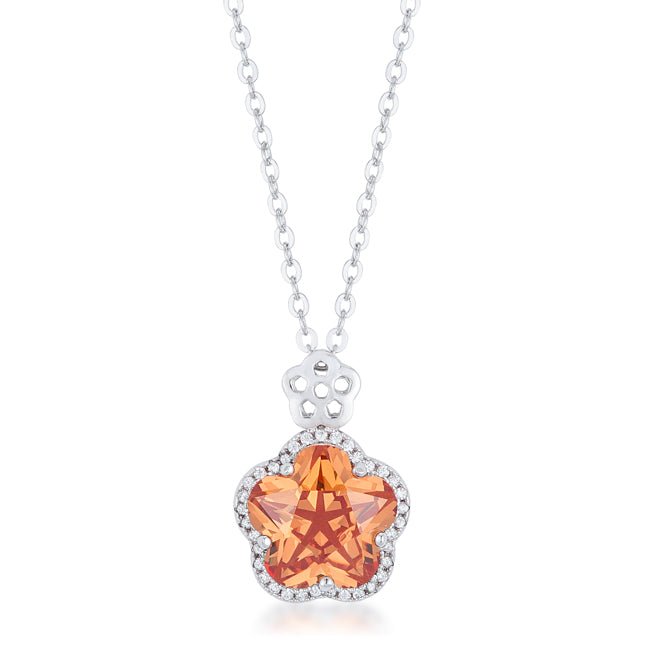 Beautiful Floral Cut Champagne CZ Pendant - LinkagejewelrydesignLinkagejewelrydesign