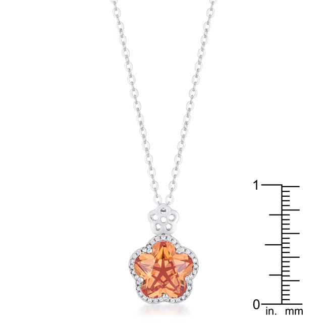 Beautiful Floral Cut Champagne CZ Pendant - LinkagejewelrydesignLinkagejewelrydesign