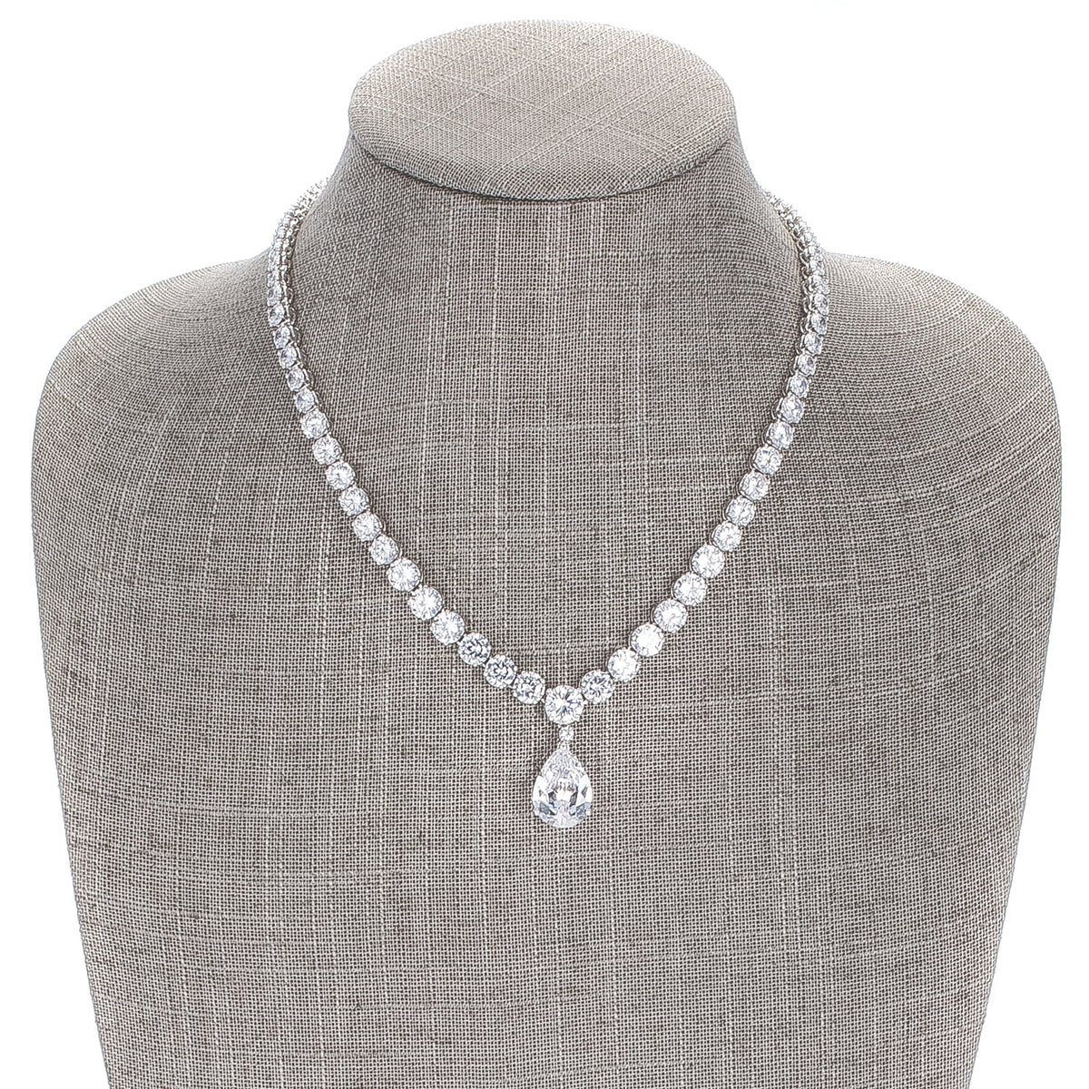 Bejeweled Cubic Zirconia Pear Drop Necklace - LinkagejewelrydesignLinkagejewelrydesign