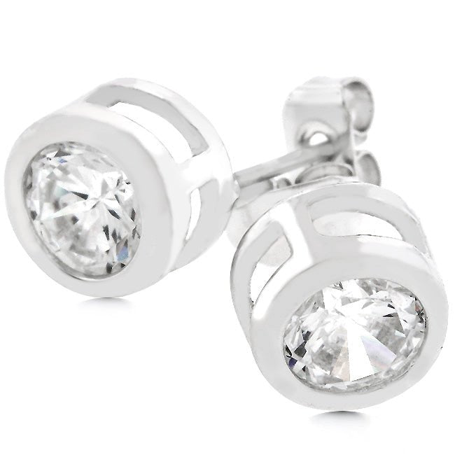 Bezel Stud Earrings - LinkagejewelrydesignLinkagejewelrydesign